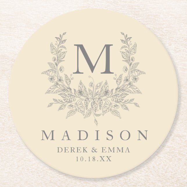 Rustic Monogram Wedding Paper Untersetzer (Vorderseite)