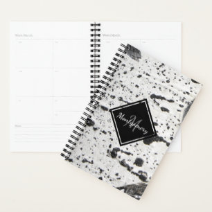 Rustic Monogram White AspenTree Bark Texture Name Planer