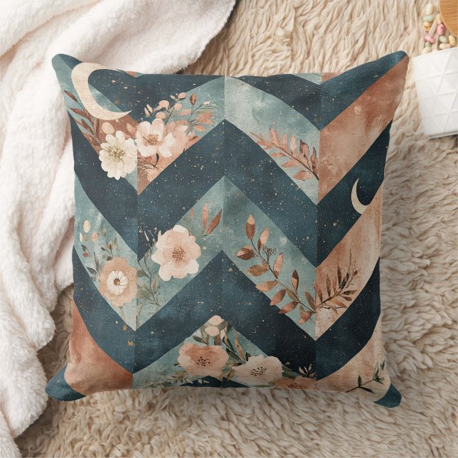 Rustic Moon Floral Chevron Earthy Pattern (9) Kissen (Decke)