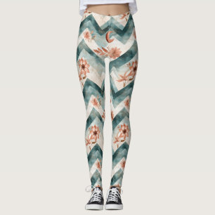 Rustic Moon Florales Chevron Erdmuster (2) Leggings