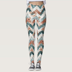 Rustic Moon Florales Chevron Erdmuster (6) Leggings