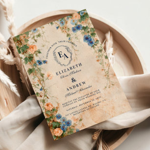 Rustic Morning Glory Garden Wedding Einladung