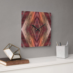 Rustic Mosaic Amerikanisches Indianer-Cabin-Muster Quadratische Wanduhr