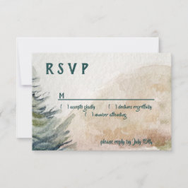 Rustic Mountain Arbor Evergreen Wedding RSVP Karte
