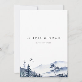 Rustic Mountain Boho Evergreen Save the Date Card Ankündigung