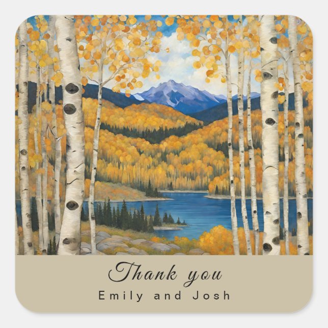 Rustic Mountain Custom Wedding Vielen Dank Quadratischer Aufkleber (Vorderseite)