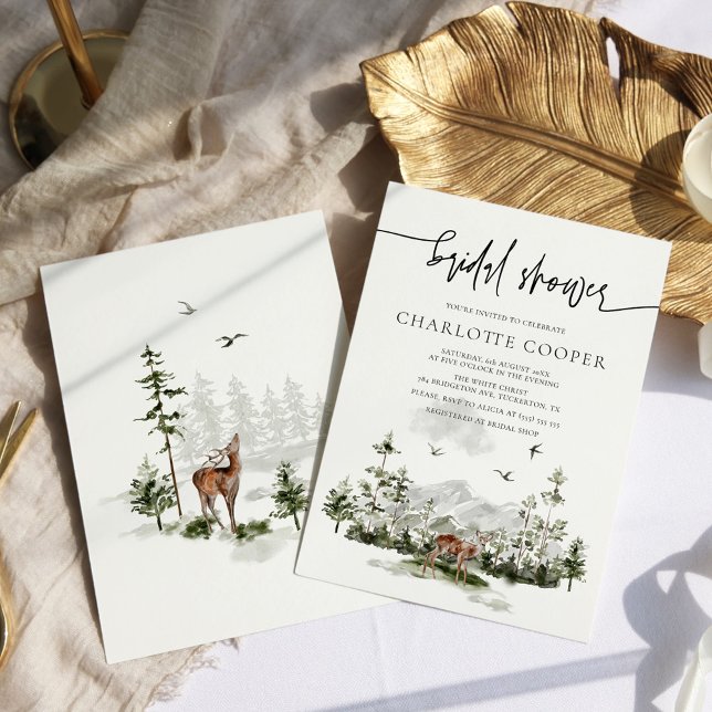 Rustic Mountain Forest Outdoor Bridal Shower Einladung (Von Creator hochgeladen)