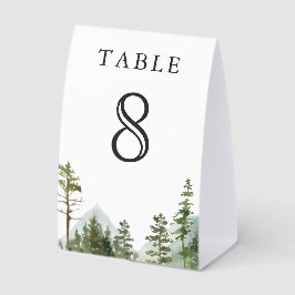 Rustic Mountain Forest Trees Wedding Table Number Tischaufsteller