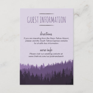 Rustic Mountain Guest Info Card in lila Begleitkarte