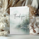 Rustic Mountain Lake Wedding Thank You Dankeskarte<br><div class="desc">Express your gratitude in style with this rustic mountain lake nature-inspired wedding folded thank you card. Make it the perfect follow-up to your wedding day with the same mountain lake theme, keeping your stationery theme consistent from first announcement to final note. You can personalize the sample message on the inside...</div>