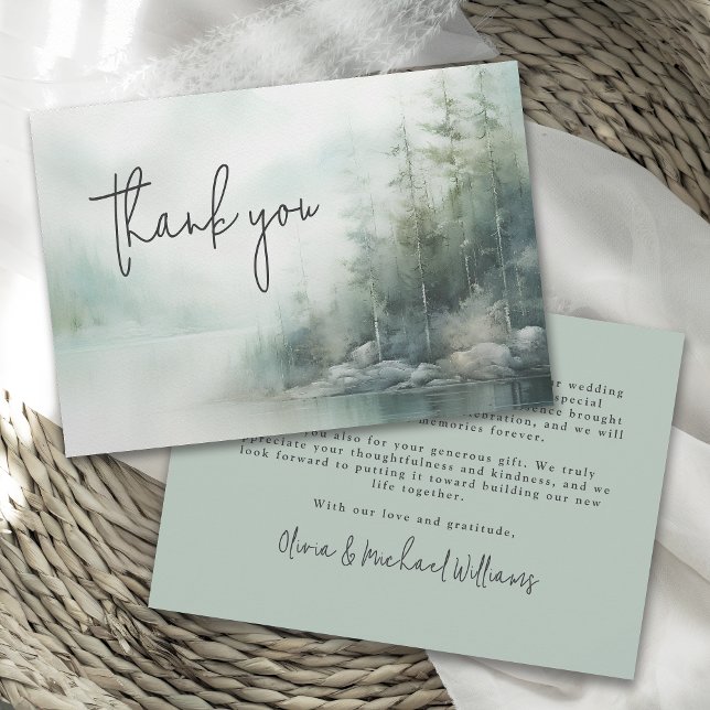 Rustic Mountain Lake Wedding Thank You Dankeskarte (Von Creator hochgeladen)
