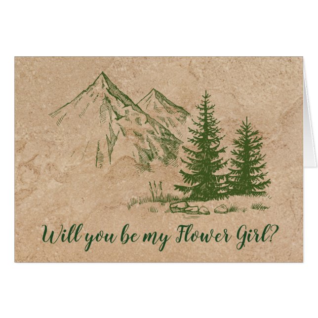 Rustic Mountain Mariage Flower Invitation fille (Devant horizontal)