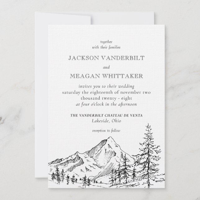 Rustic Mountain Mariage Photo Invitation Modèle (Devant)