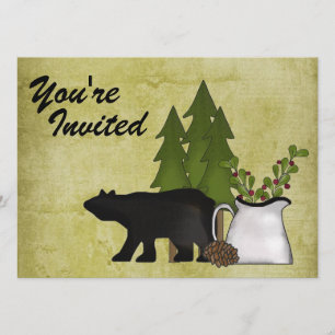 Rustic Mountain Pays Ours Anniversaire Invitation