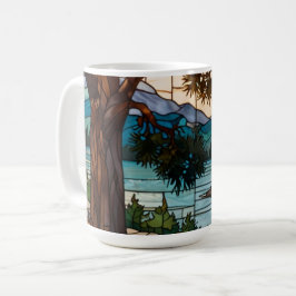 Rustic mountain range landscape stain glass  kaffeetasse