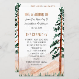 Rustic Mountains Pine Trees Programme de mariage d