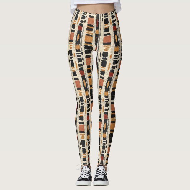 Rustic Mudcloth Geometric Pattern (3) Leggings (Vorderseite)