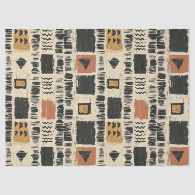 Rustic Mudcloth Geometric Pattern (3) Seidenpapier (Vorderseite)