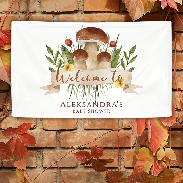 Rustic Mushroom Fall Baby Shower Welcome Sign Banner (Von Creator hochgeladen)