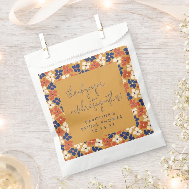 Rustic Mustard Blue Floral Brautparty Vielen Dank Geschenktütchen (Ausgeschnitten)