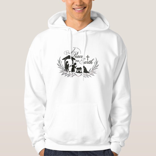 Rustic Nativity Peace on Earth Wreath Adult  Hoodie (Vorderseite)