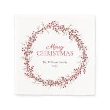 Rustic Natural Red Berry Wreath Frohe Weihnachten