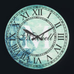 Rustic Nautical Vintage Ship Monogram Große Wanduhr<br><div class="desc">Beautiful, unique, one-of-a-kind personalized design features a faux-rustic distressed nautical vintage sailboat background with a monogram initial in a bold font and a black script last name. Personalize this clock by adding your own personal information. Makes a great wedding, anniversary, or housewarming gift. Click "personalize this template" to change the...</div>