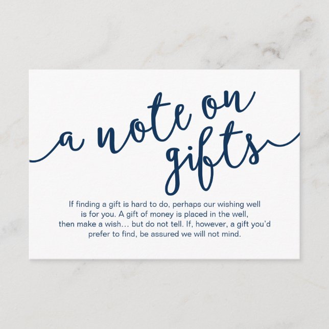 Rustic Navy Blue Script, A note on gips Begleitkarte (Vorderseite)