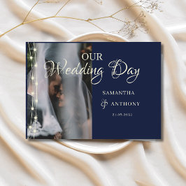 Rustic Navy Blue & String Lights Wedding Day  Gästebuch