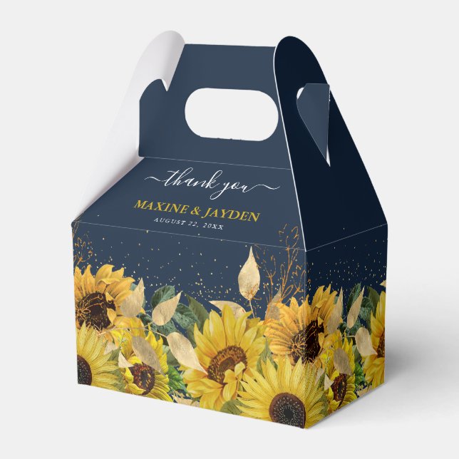 Rustic Navy Blue & Sunflower Vielen Dank für Ihre  Geschenkschachtel (Vorderseite)