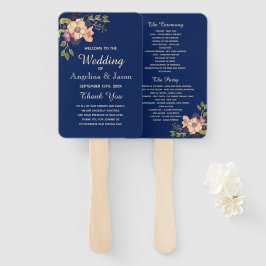 Rustic Navy Blue Wedding Program Fächer