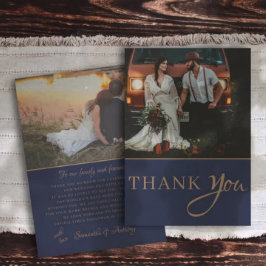 Rustic Navy String Lights Wedding Thank you Dankeskarte