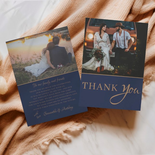 Rustic Navy String Lights Wedding Vielen Dank Dankeskarte (Von Creator hochgeladen)