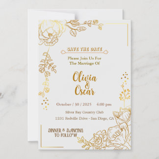 Rustic Neutral Boho Floral Wedding Invitation Magneteinladung