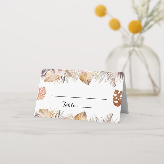 Rustic Neutral Boho Wedding Platzkarte (Vorderseite)