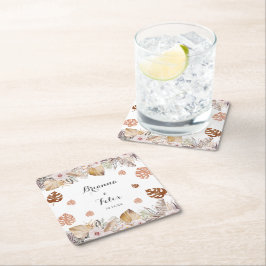 Rustic Neutral Boho Wedding Rechteckiger Pappuntersetzer