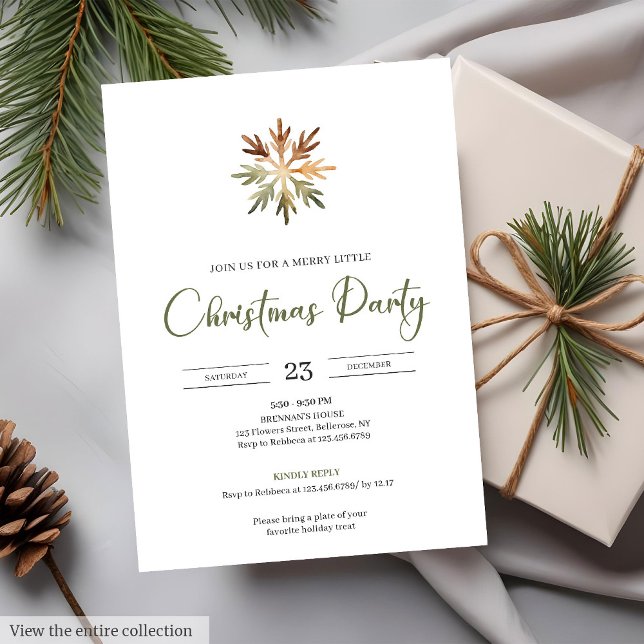 Rustic Neutral Earthy Minimalist Cozy Watercolor  Einladung (Rustic Neutral Earthy Minimalist Cozy Watercolor Christmas Party)