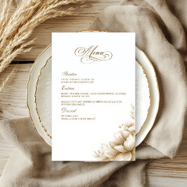 Rustic Neutral Floral Wedding Menu