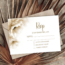 Rustic Neutral Floral Wedding RSVP Karte