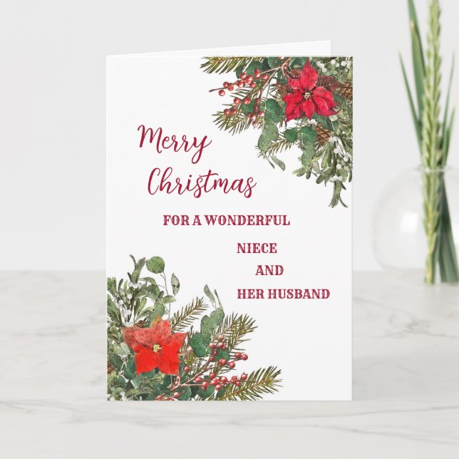 Rustic Niece und ihr Mann frohe Weihnachten Karte (Vorderseite)