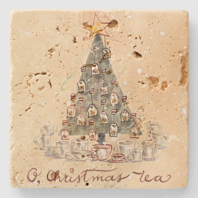 Rustic O, Weihnachts-Teetasse-Übertrag Steinuntersetzer (Vorderseite)