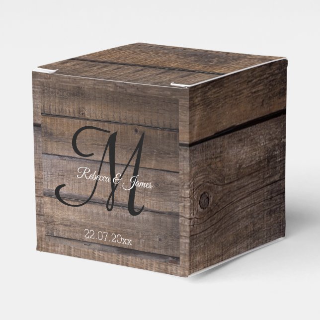 Rustic Oak Monogram Script Wedding Vielen Dank Geschenkschachtel (Vorderseite)