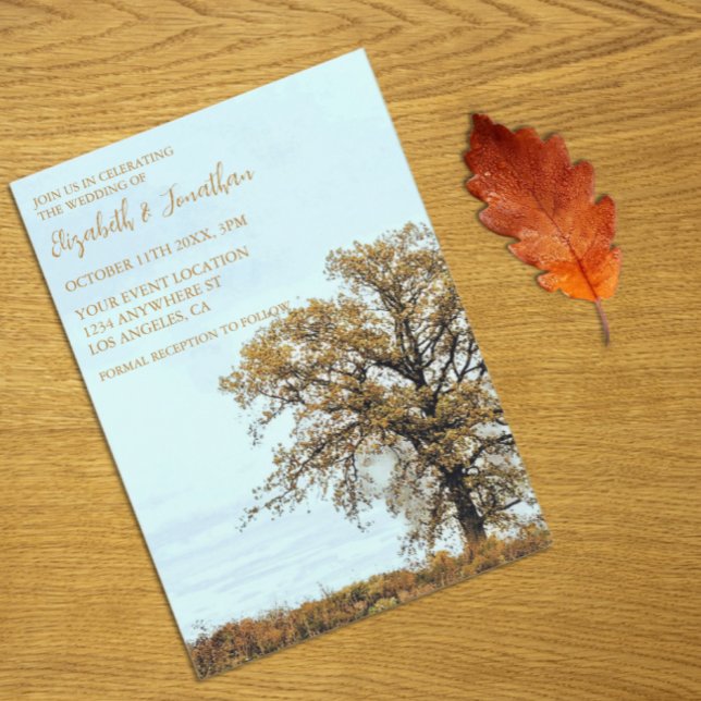 Rustic Oak Tree Autumn Wedding Einladung (Von Creator hochgeladen)
