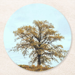 Rustic Oak Tree Autumn Wedding Runder Pappuntersetzer