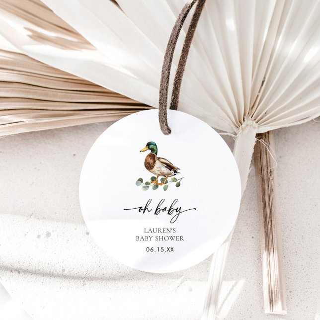 Rustic Oh Baby Mallard Duck Baby Duck Geschenkanhänger (Von Creator hochgeladen)