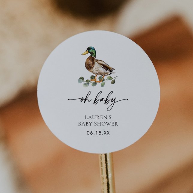 Rustic Oh Baby Mallard Duck Baby Duck Runder Aufkleber (Von Creator hochgeladen)
