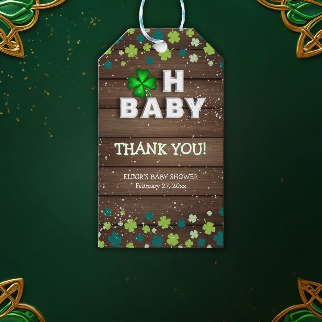 Rustic Oh Baby St. Patrick's Day Baby Shower Geschenkanhänger (Von Creator hochgeladen)