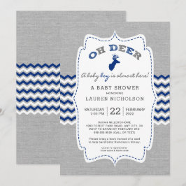 Rustic OH DEER Buck Baby Dusche, navy grau Einladung
