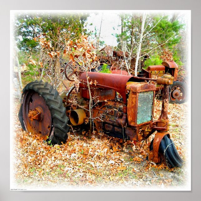 Rustic Old Junk Yard Farm Tractor Poster (Vorne)