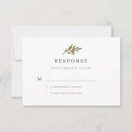 Rustic Olive Branch Wedding RSVP Card Karte